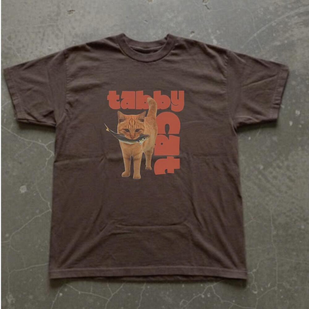Tabby Cat Brown Cotton T Shirt